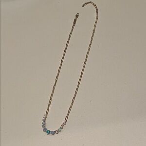 Melinda Maria Elegant Gold and Blue Necklace 18”